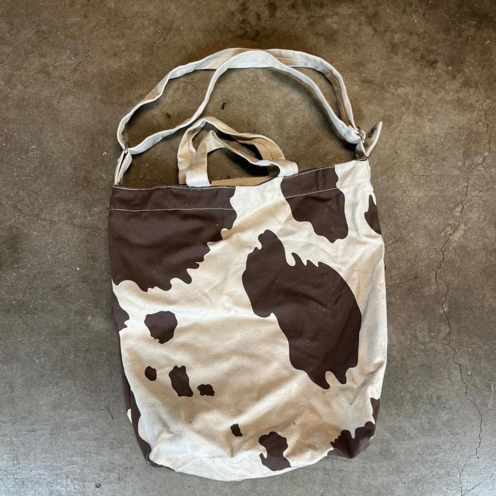 Baggu cow print canvas tote bag
